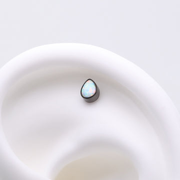 Detail View 1 of Implant Grade Titanium OneFit Threadless Blackline Fire Opal Teardrop Top Part-White Opal